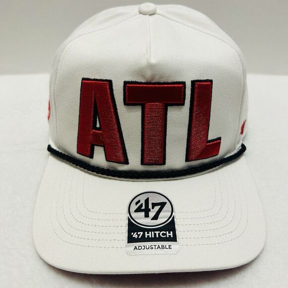 '47 Brand Atlanta Hawks Hitch Rope Patch Snapback‎ Hat Cap Adjustable White NBA - Picture 2 of 7